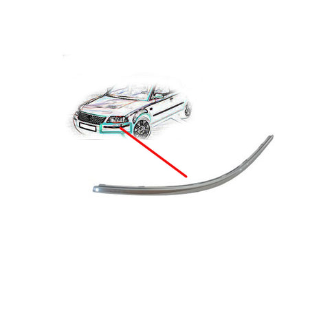 Profilo cromato sinistro paraurti anteriore, VOLKSWAGEN PASSAT dal 10/2000 al 03/2005