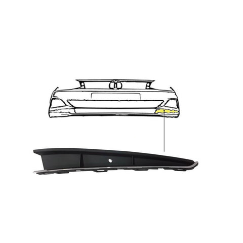 Modanatura sinistra nera con profilo cromato paraurti anteriore, VOLKSWAGEN POLO dal 01/2018