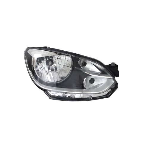 Proiettore dx h4 elettrico senza motore nero con bordo cromato, VOLKSWAGEN UP dal 01/2012 al 04/2016